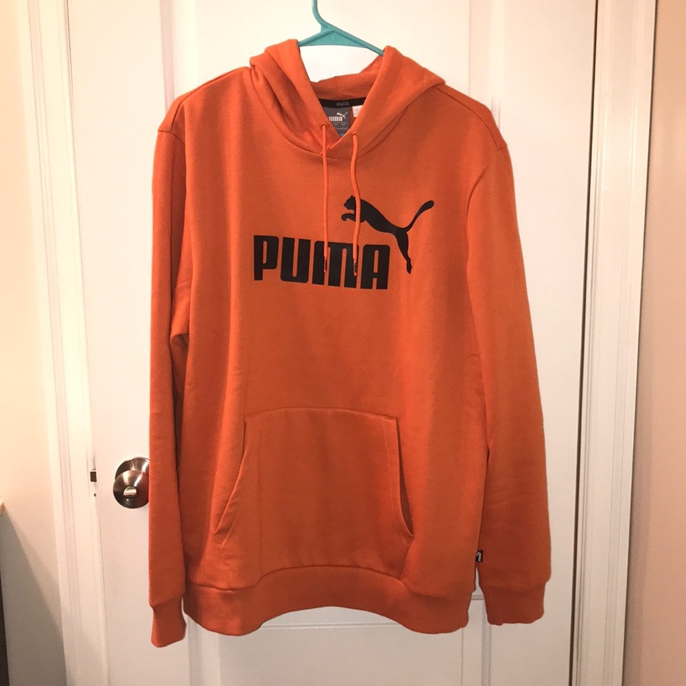 NWT PUMA SWEATSHIRT ORANGE BLACK LOGO SOFT INSIDE